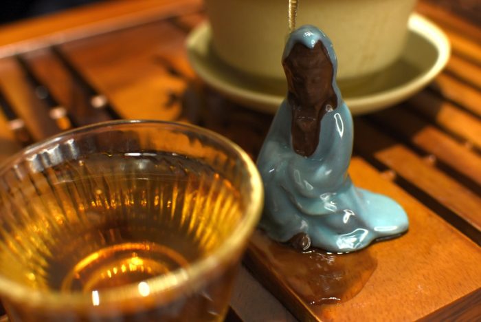 Small Sitting Guanyin Tea Saint in Bluish Green Celadon Robe | 4*6 cm - Image 5