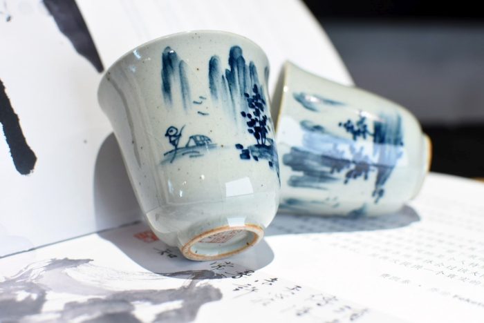 Landscape Teacup - Stone Clay | Underglazed Blue Style 50 ml. - Image 7