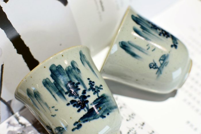 Landscape Teacup - Stone Clay | Underglazed Blue Style 50 ml. - Image 3
