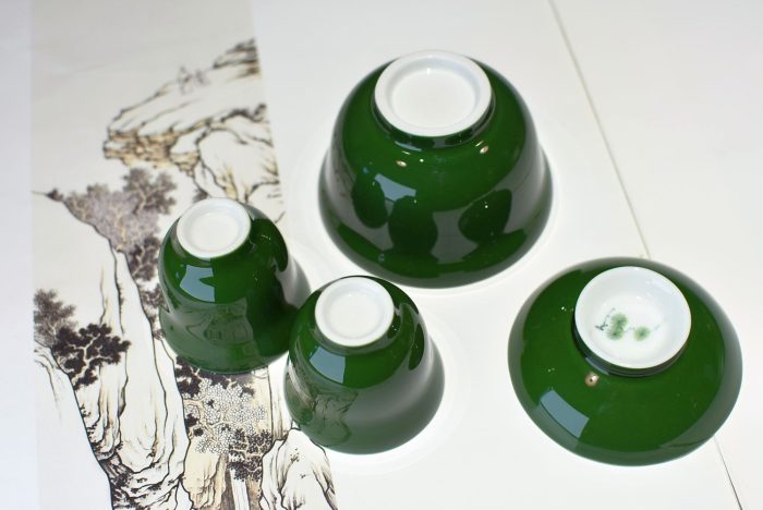 Pine Tree Porcelan Gaiwan Set | Hand Painted, 120 ml Gaiwan + 2 Cups + Soft Bag - Image 3