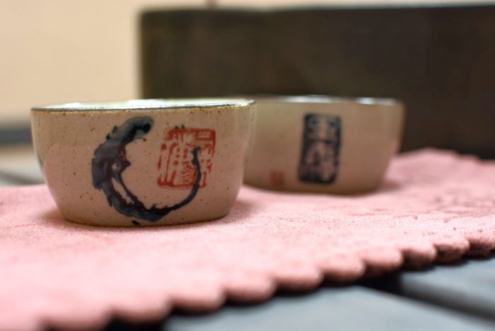 Flat Zen Teacup - Stone Clay | Underglazed Blue Style 50 ml. - Image 7