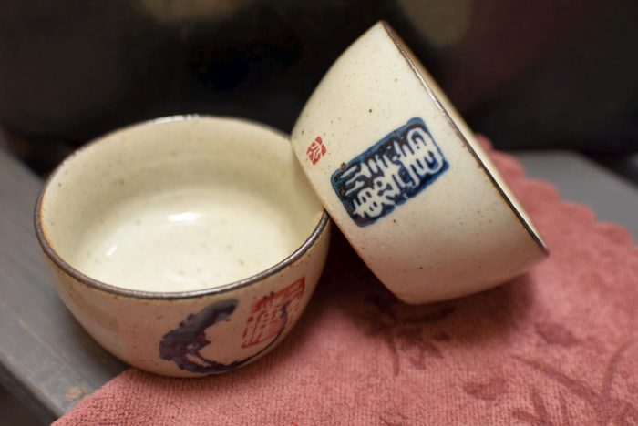 Flat Zen Teacup - Stone Clay | Underglazed Blue Style 50 ml. - Image 6