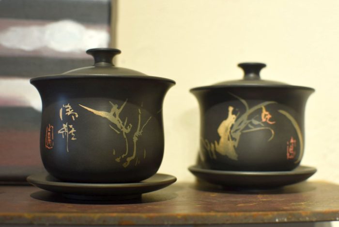 Bamboo - Jianshui Gaiwan |  Black Clay with Traditional Inlay Technique 130 ml. - Image 7