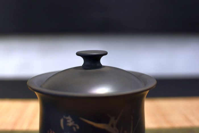 Bamboo - Jianshui Gaiwan |  Black Clay with Traditional Inlay Technique 130 ml. - Image 2
