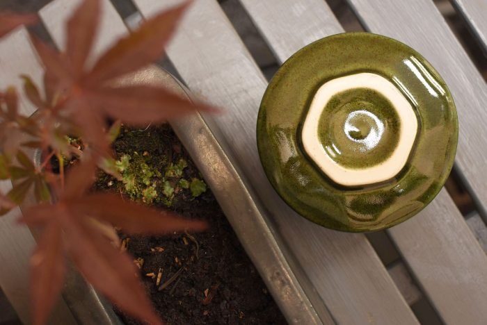 Beauty of Forest Moss | Mino-yaki Matcha Chawan | Half Cylinder Shape - Image 4