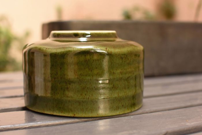 Beauty of Forest Moss | Mino-yaki Matcha Chawan | Half Cylinder Shape - Image 3