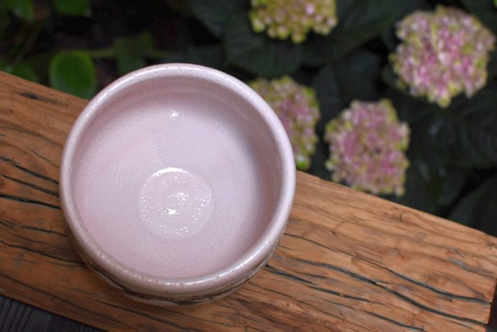 Sakura Tree Chawan | Shino-glazed Mino-yaki Matcha Bowl | Half Cylinder Shape - Image 7