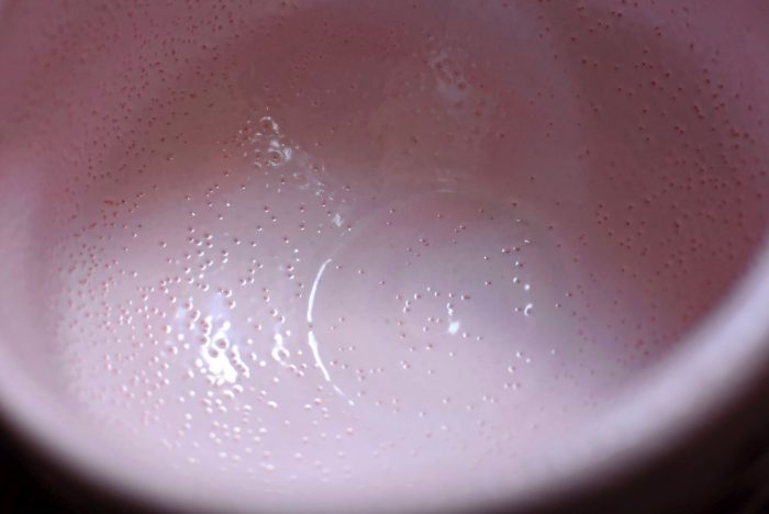 Sakura Tree Chawan | Shino-glazed Mino-yaki Matcha Bowl | Half Cylinder Shape - Image 2