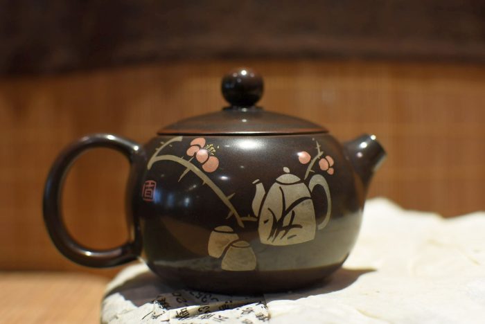Delighted Times- Jianshui Teapot |  Black Clay with Traditional Inlay Technique 110 ml.